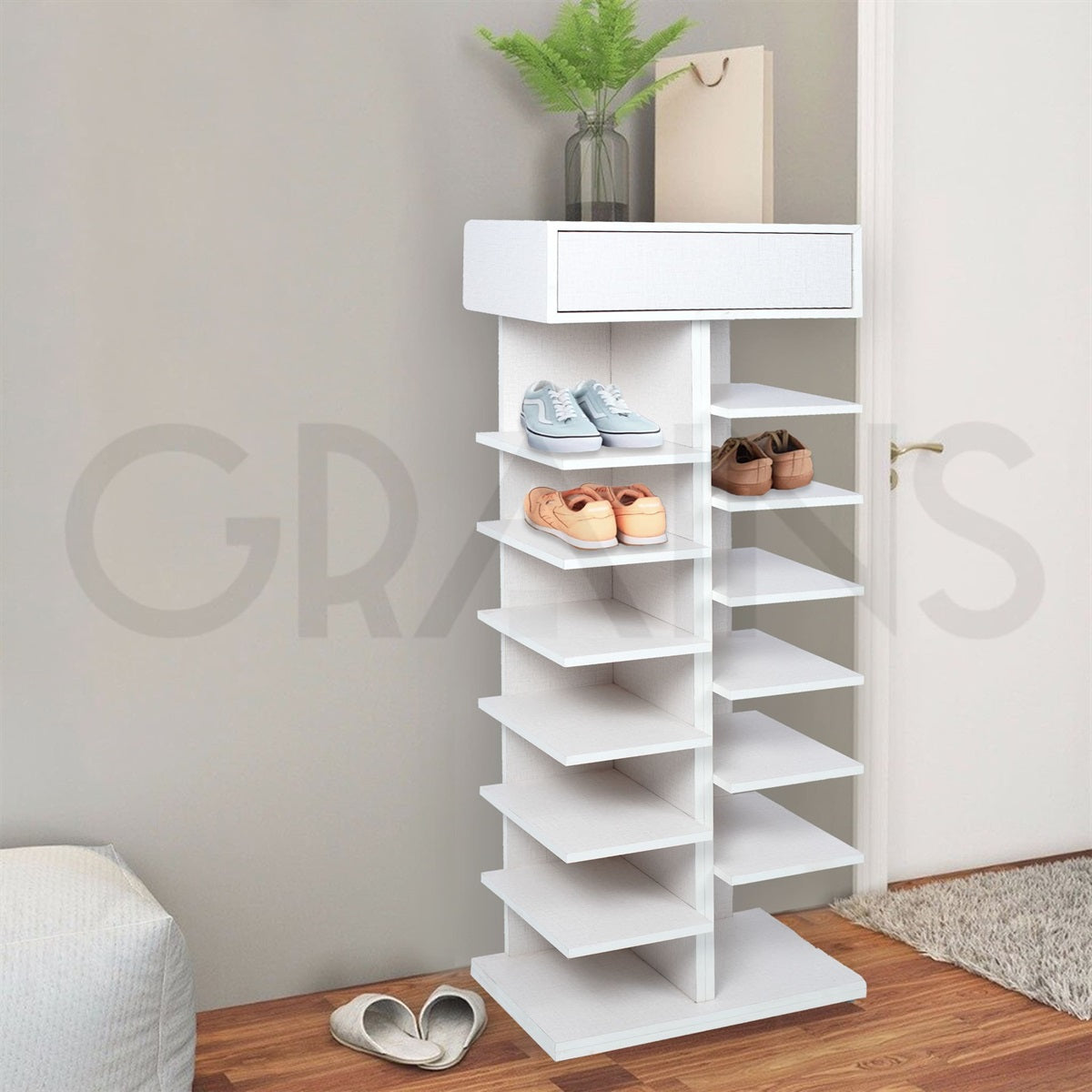 Open Shoe Rack with Top Drawer